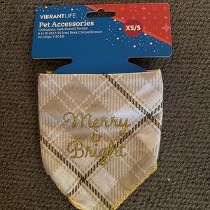 Vibrant Plaid Dog Bandana with Gold Trim